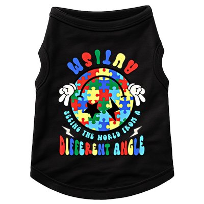 Autism Seeing The World Differently Groovy Smile Face Puzzle Great Gift Doggie Tank