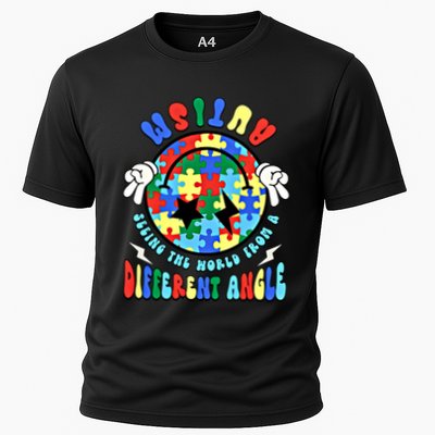 Autism Seeing The World Differently Groovy Smile Face Puzzle Great Gift Performance Shirt