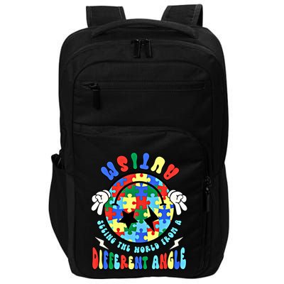 Autism Seeing The World Differently Groovy Smile Face Puzzle Great Gift Impact Tech Backpack