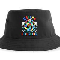 Autism Seeing The World Differently Groovy Smile Face Puzzle Great Gift Sustainable Bucket Hat