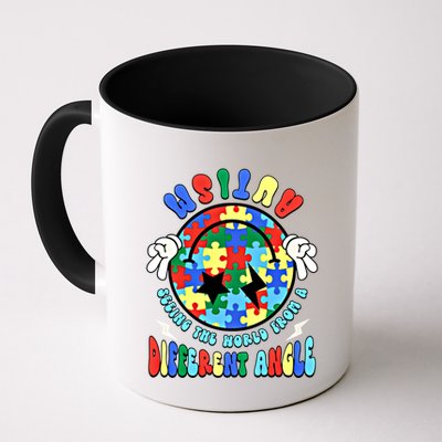 Autism Seeing The World Differently Groovy Smile Face Puzzle Great Gift Mug