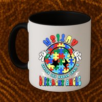Autism Seeing The World Differently Groovy Smile Face Puzzle Great Gift Mug