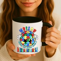 Autism Seeing The World Differently Groovy Smile Face Puzzle Great Gift Mug