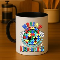 Autism Seeing The World Differently Groovy Smile Face Puzzle Great Gift Mug