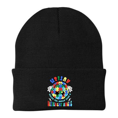 Autism Seeing The World Differently Groovy Smile Face Puzzle Great Gift Beanie