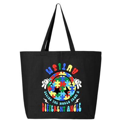 Autism Seeing The World Differently Groovy Smile Face Puzzle Great Gift 25L Jumbo Tote