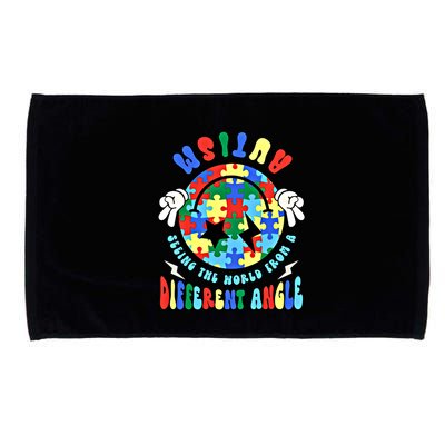 Autism Seeing The World Differently Groovy Smile Face Puzzle Great Gift Microfiber Hand Towel