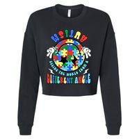 Autism Seeing The World Differently Groovy Smile Face Puzzle Great Gift Cropped Pullover Crew
