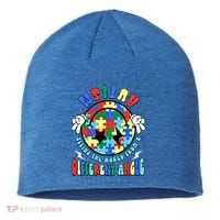 Autism Seeing The World Differently Groovy Smile Face Puzzle Great Gift Sustainable Beanie