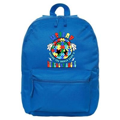 Autism Seeing The World Differently Groovy Smile Face Puzzle Great Gift 16 in Basic Backpack