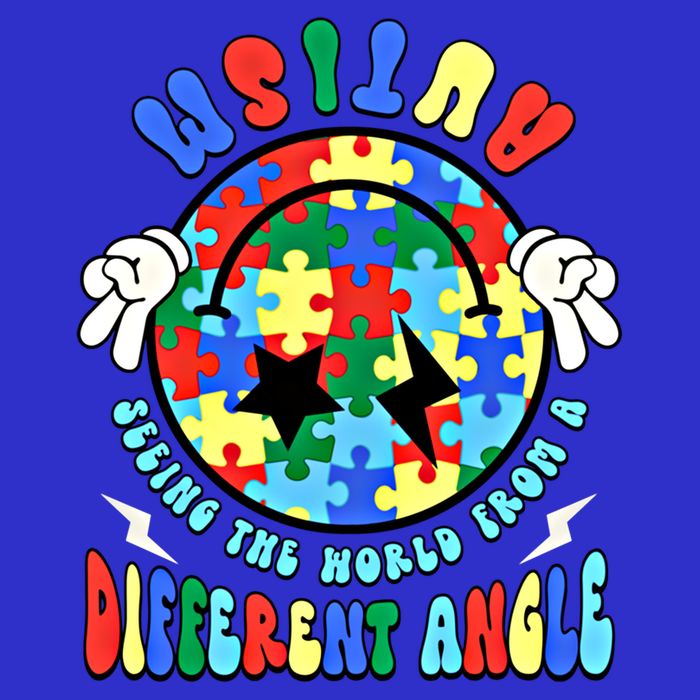 Autism Seeing The World Differently Groovy Smile Face Puzzle Great Gift 16 in Basic Backpack