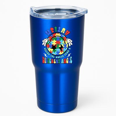 Autism Seeing The World Differently Groovy Smile Face Puzzle Great Gift Tumbler