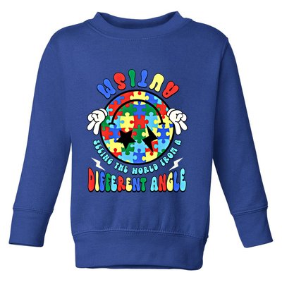 Autism Seeing The World Differently Groovy Smile Face Puzzle Great Gift Toddler Sweatshirt