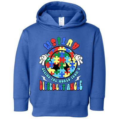 Autism Seeing The World Differently Groovy Smile Face Puzzle Great Gift Toddler Hoodie