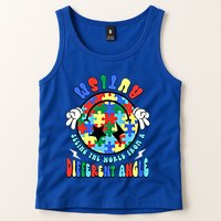 Autism Seeing The World Differently Groovy Smile Face Puzzle Great Gift Tank Top