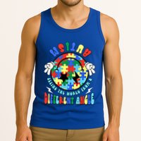 Autism Seeing The World Differently Groovy Smile Face Puzzle Great Gift Tank Top