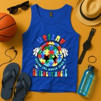 Autism Seeing The World Differently Groovy Smile Face Puzzle Great Gift Tank Top