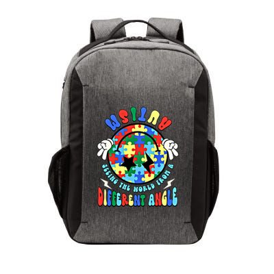 Autism Seeing The World Differently Groovy Smile Face Puzzle Great Gift Vector Backpack