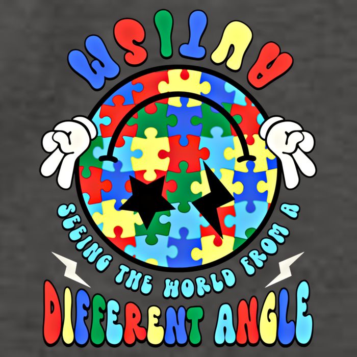 Autism Seeing The World Differently Groovy Smile Face Puzzle Great Gift Vector Backpack