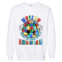 Autism Seeing The World Differently Groovy Smile Face Puzzle Great Gift Garment-Dyed Sweatshirt