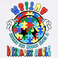 Autism Seeing The World Differently Groovy Smile Face Puzzle Great Gift Garment-Dyed Sweatshirt
