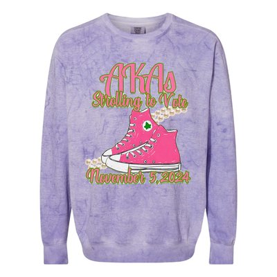 Akas Strolling To Vote November 5 2024 Chucks And Pearls Colorblast Crewneck Sweatshirt