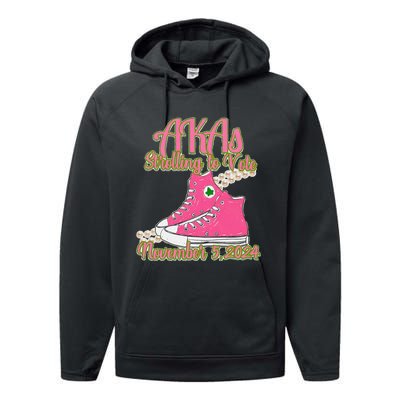 Akas Strolling To Vote November 5 2024 Chucks And Pearls Performance Fleece Hoodie