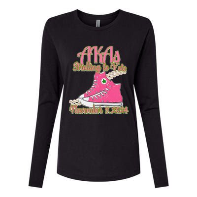 Akas Strolling To Vote November 5 2024 Chucks And Pearls Womens Cotton Relaxed Long Sleeve T-Shirt