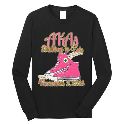 Akas Strolling To Vote November 5 2024 Chucks And Pearls Long Sleeve Shirt