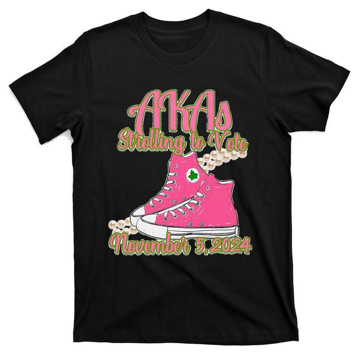 Akas Strolling To Vote November 5 2024 Chucks And Pearls T-Shirt