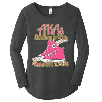 Akas Strolling To Vote November 5 2024 Chucks And Pearls Women's Perfect Tri Tunic Long Sleeve Shirt