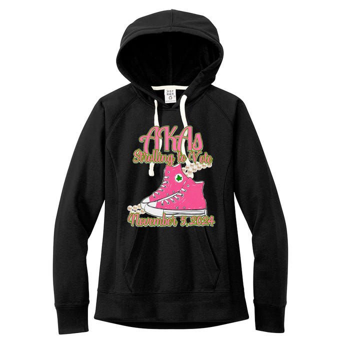 Akas Strolling To Vote November 5 2024 Chucks And Pearls Women's Fleece Hoodie