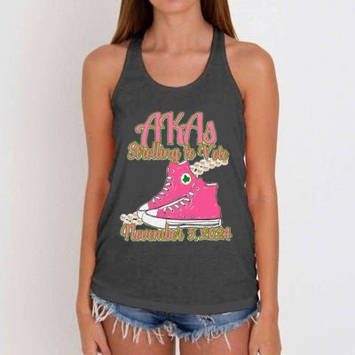 Akas Strolling To Vote November 5 2024 Chucks And Pearls Women's Knotted Racerback Tank