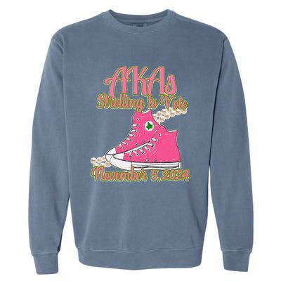 Akas Strolling To Vote November 5 2024 Chucks And Pearls Garment-Dyed Sweatshirt