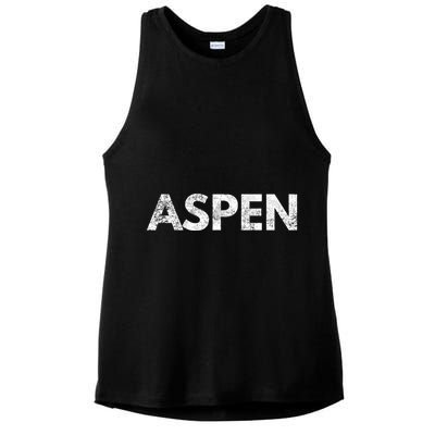 Aspen Skiing Text Ladies PosiCharge Tri-Blend Wicking Tank