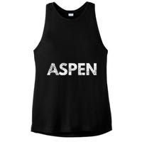 Aspen Skiing Text Ladies PosiCharge Tri-Blend Wicking Tank