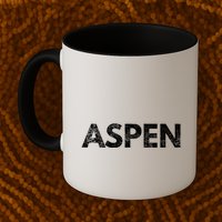Aspen Skiing Text Mug