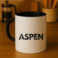Aspen Skiing Text Mug