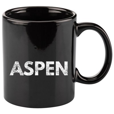 Aspen Skiing Text 11oz C Handle Ceramic Mug