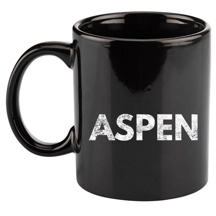 Aspen Skiing Text 11oz C Handle Ceramic Mug
