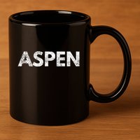 Aspen Skiing Text 11oz C Handle Ceramic Mug