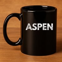Aspen Skiing Text 11oz C Handle Ceramic Mug