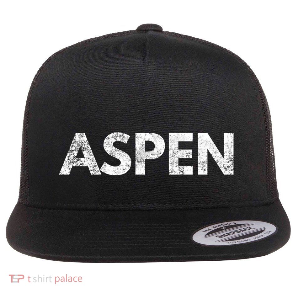 Aspen Skiing Text Flatbill Hat