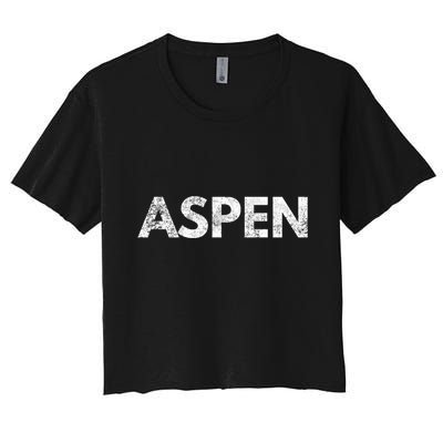 Aspen Skiing Text Crop Top