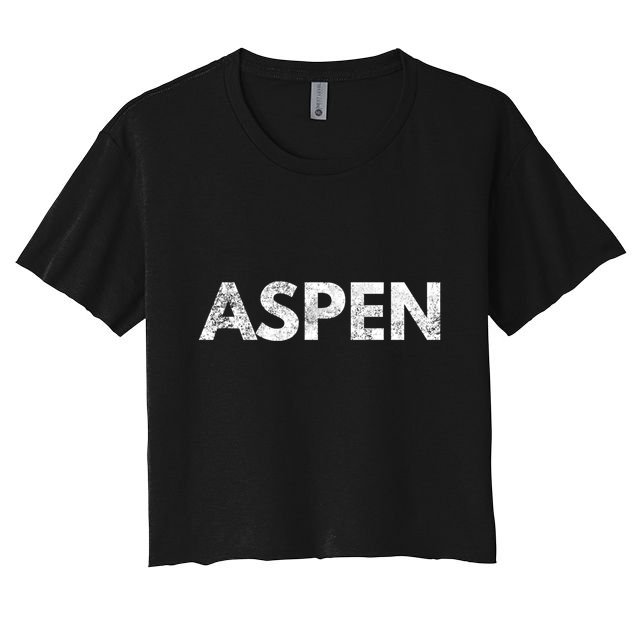 Aspen Skiing Text Crop Top