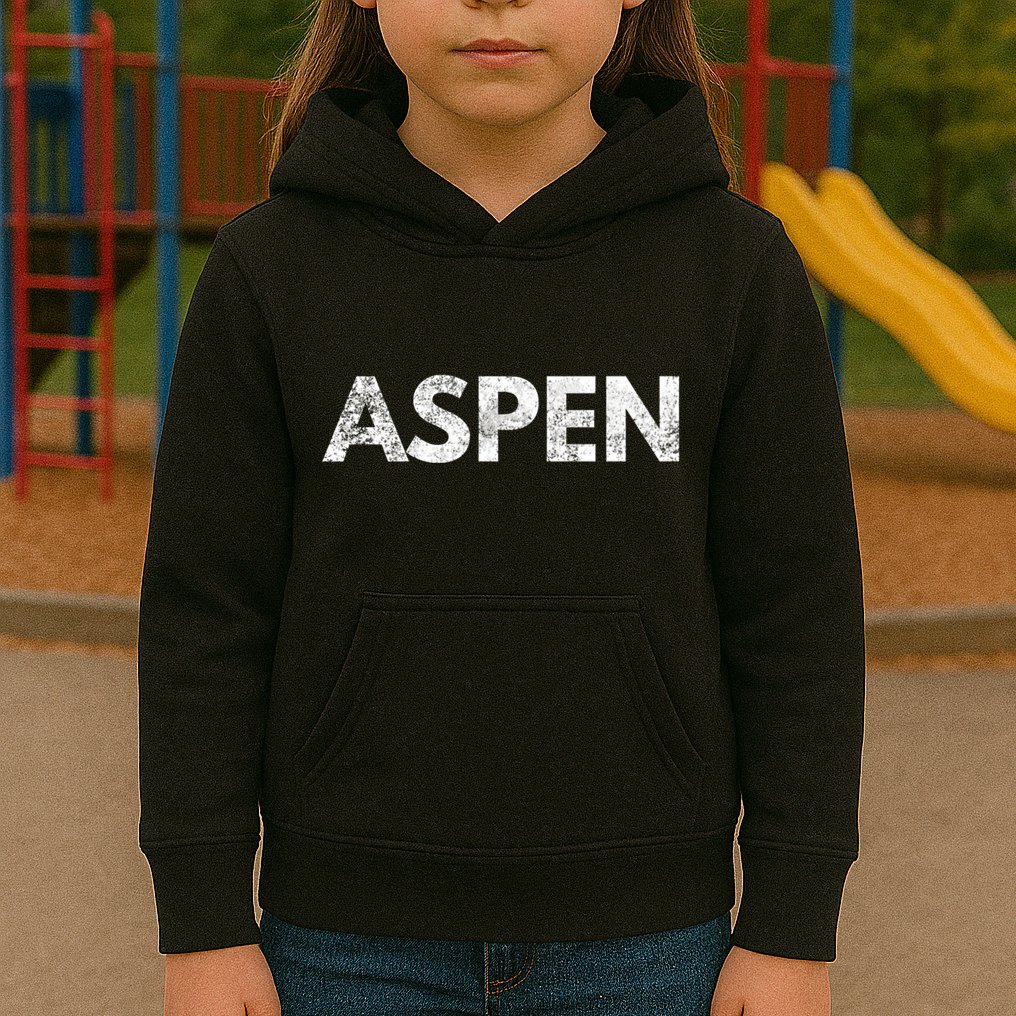Aspen Skiing Text Kids Hoodie