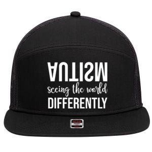 Autism Seeing The World Differently 7 Panel Mesh Trucker Snapback Hat