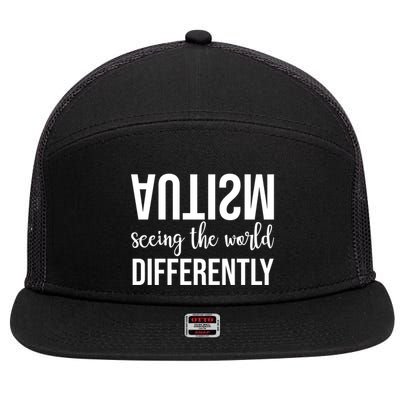 Autism Seeing The World Differently 7 Panel Mesh Trucker Snapback Hat