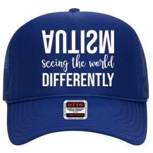 Autism Seeing The World Differently High Crown Mesh Back Trucker Hat