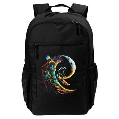 Astronaut Surfing Through Space Universe Galaxy Planets Moon Daily Commute Backpack